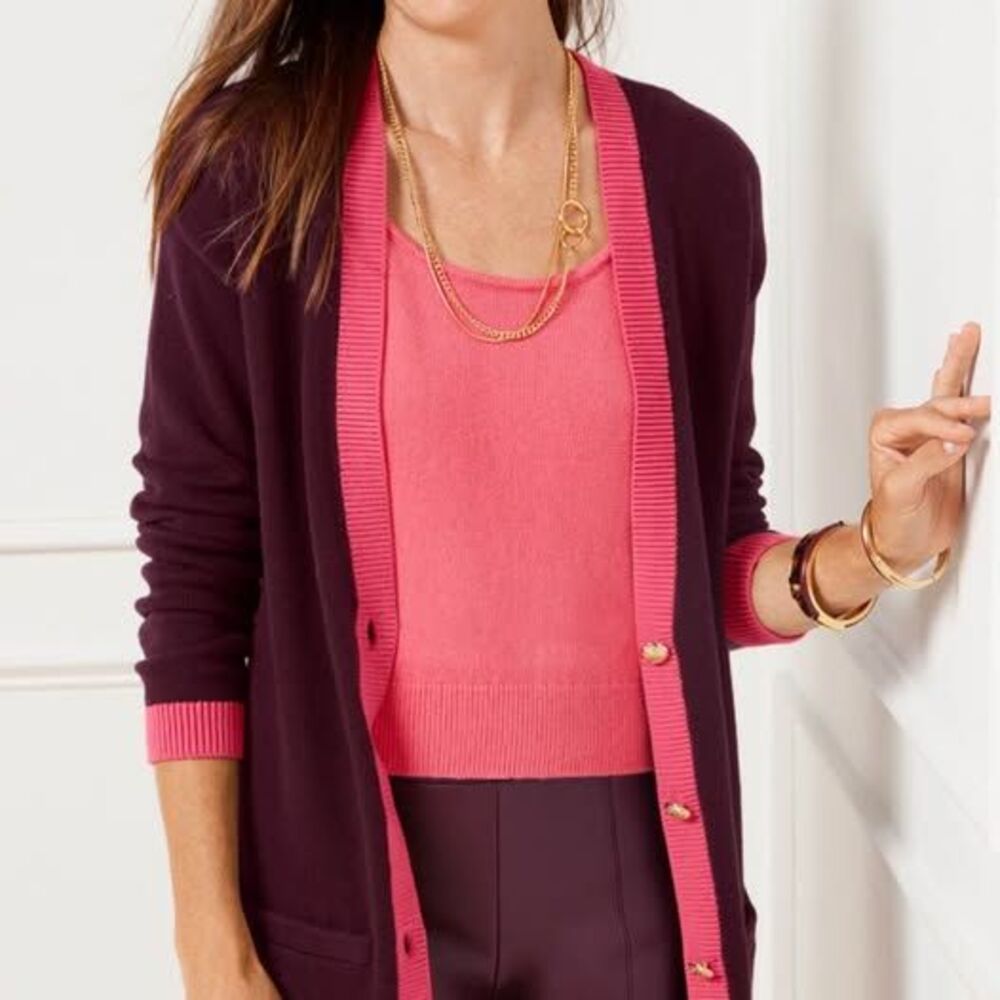 New Talbots size M tipped girlfriend Cardigan Sweater